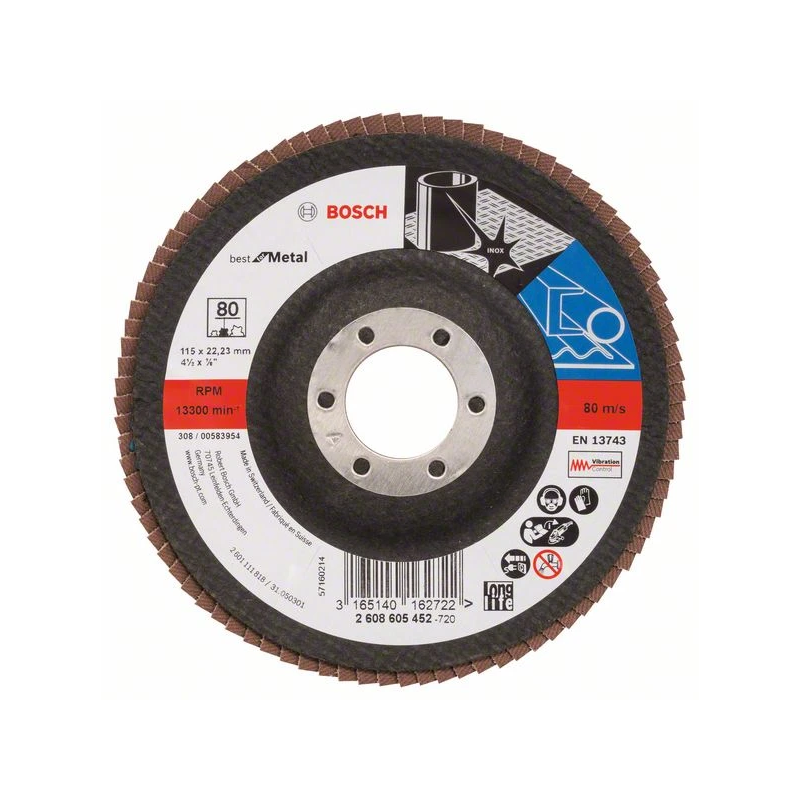 Slīppap.slīpšķ.metal top D 115 mm, K 80, 1 gab.