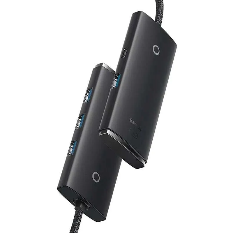 USB sadalītājs Baseus USB-C male. 4 x USB-USB-C female.juoda