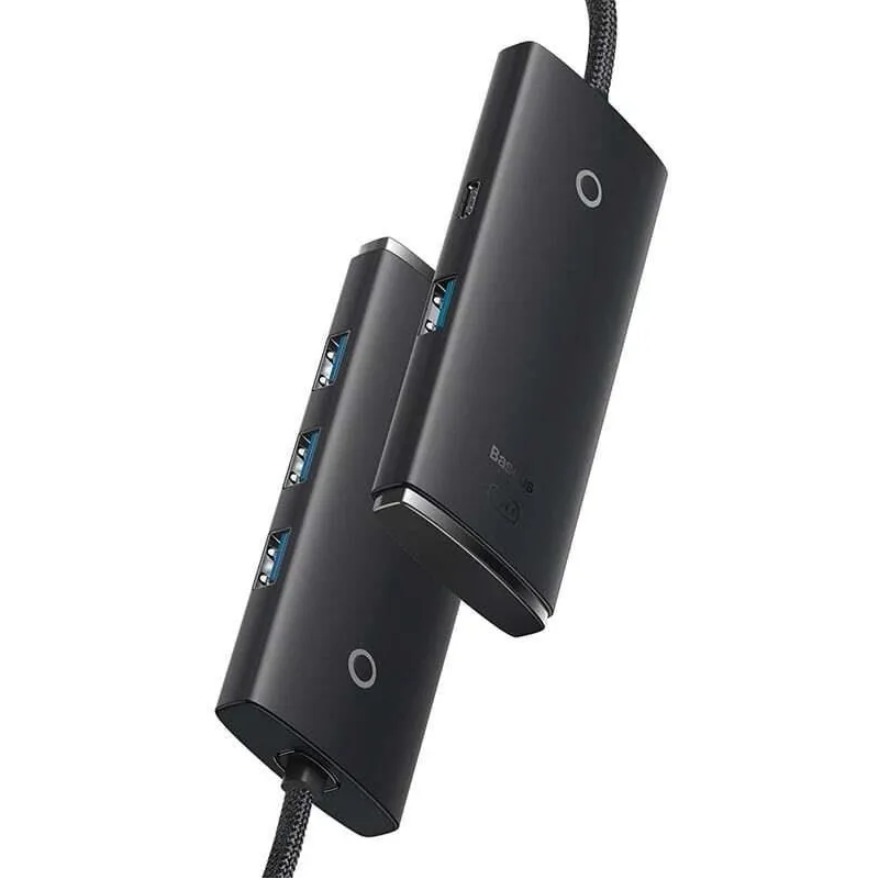 USB sadalītājs Baseus USB-C male. 4 x USB-USB-C female.juoda