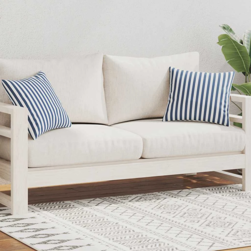 vidaXL dārza mēbeļu spilveni, 2 gab., 45x45 cm, svītraini, tumši zili