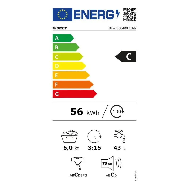 Veļas mašīna top btw s60400 eu-n ind