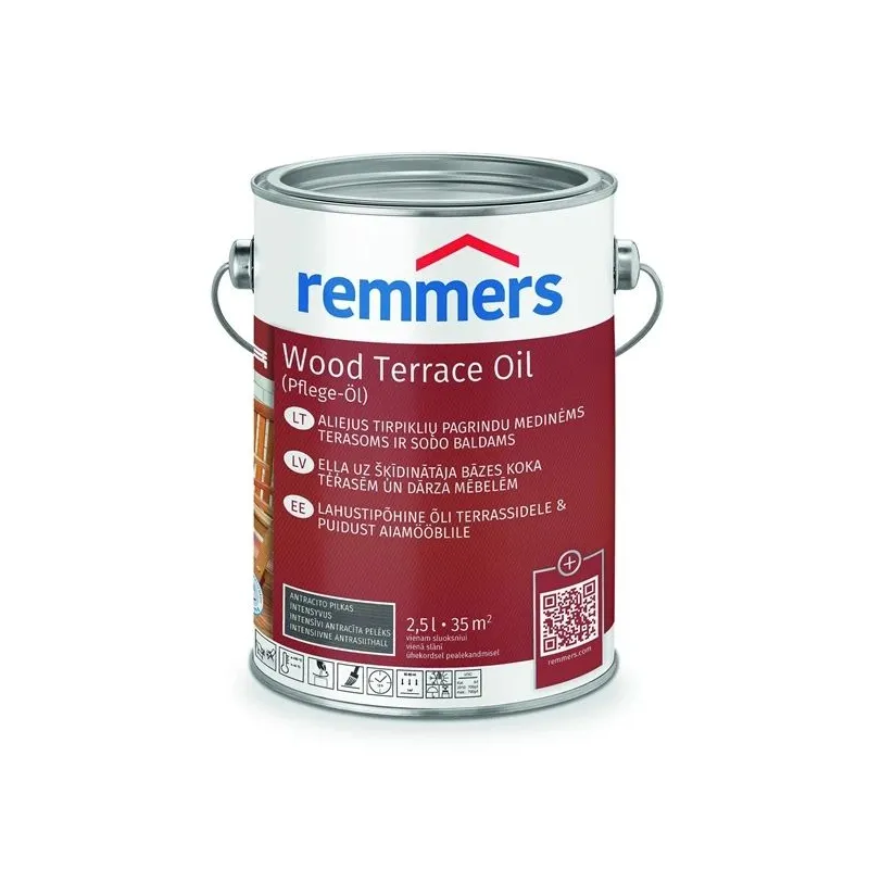 Eļļa Remmers Teras PFLEGE antracīta krāsa. 2.5 l