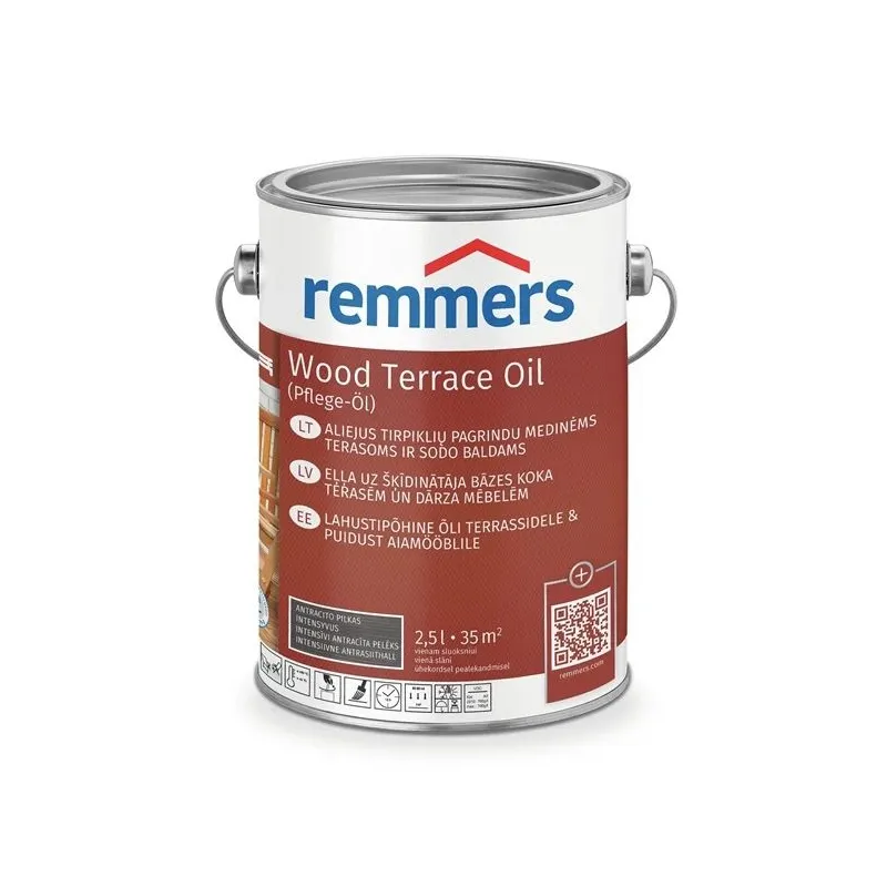 Eļļa Remmers Teras PFLEGE antracīta krāsa. 2.5 l