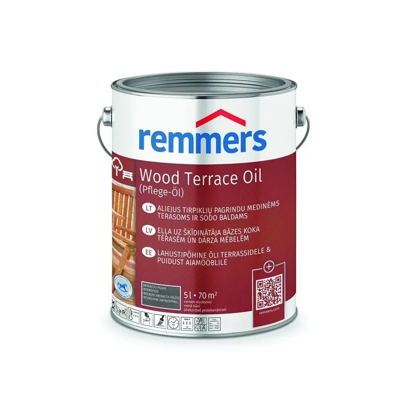 Eļļa Remmers Teras PFLEGE antracīta krāsa. 5 l