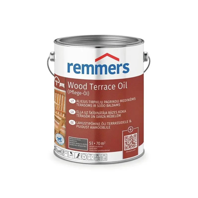 Eļļa Remmers Teras PFLEGE antracīta krāsa. 5 l