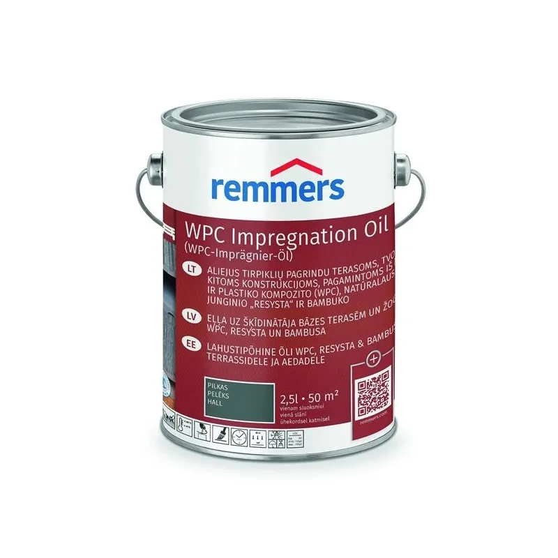 Eļļa Remmers Teras WPC pelēka. 2.5 l