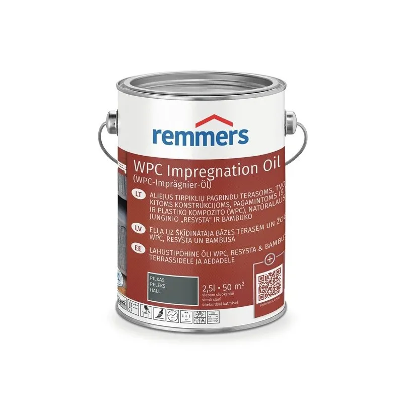 Eļļa Remmers Teras WPC pelēka. 2.5 l