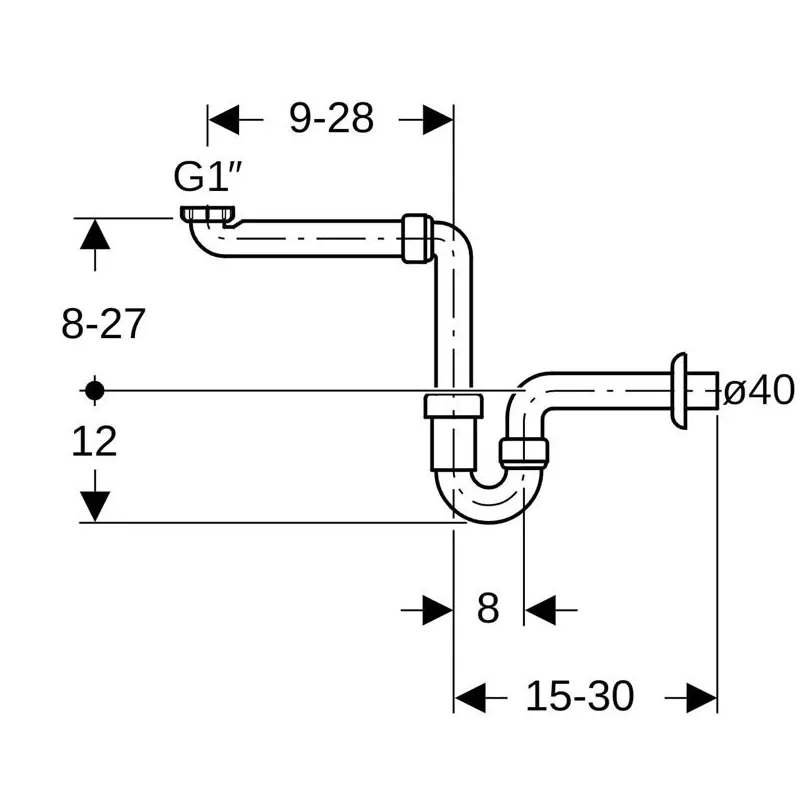 Geberit izlietnes sifons 40 mm 1-2. balts