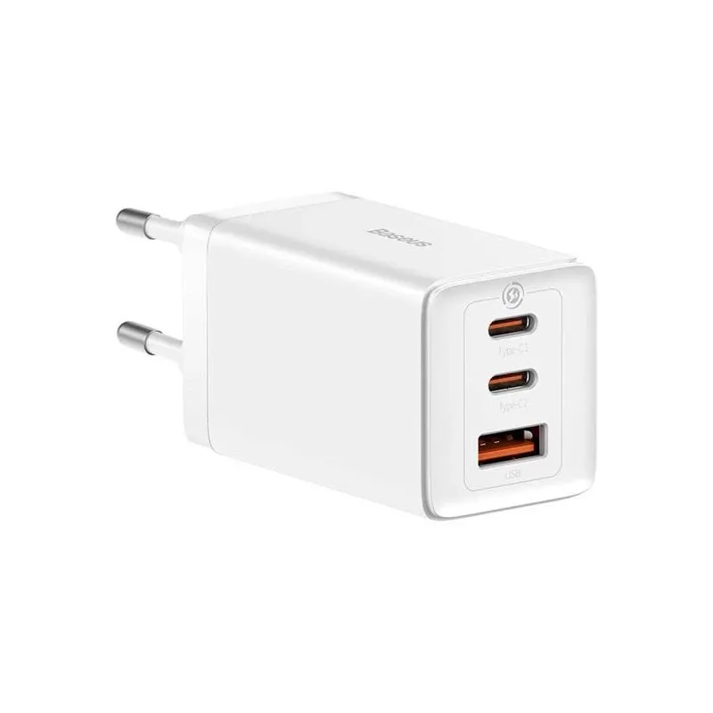 Lādētājs Baseus GaN5 Pro. 2 x USB Type C -USB-A. balta
