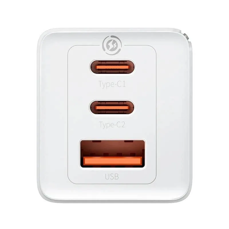 Lādētājs Baseus GaN5 Pro. 2 x USB Type C -USB-A. balta