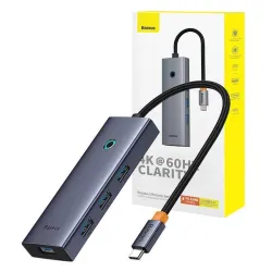 Adapteris Baseus HDMI + 4xUSB3.0 + USB-C PD-USB-C 100W