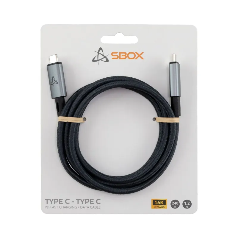 Sbox TYPE-C 240W 80 Gbps Type C - Type C M-M 1,2 m 16K-60Hz