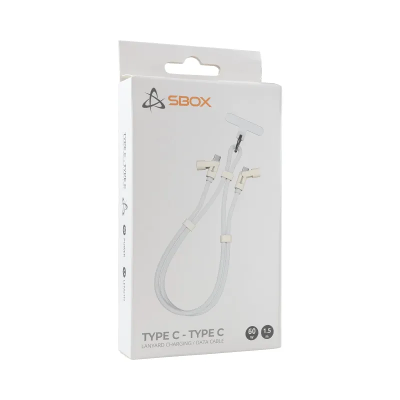 Sbox LANYARD WHITE Type-C -Type-C 1.5m White