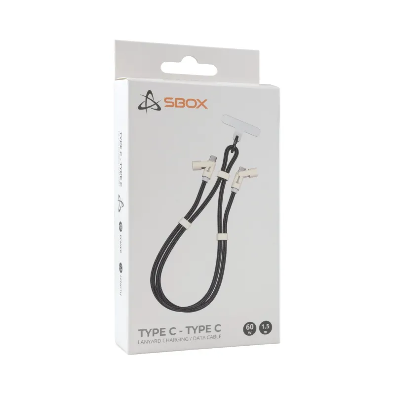 Sbox LANYARD BLACK Type-C -Type-C 1.5m Black