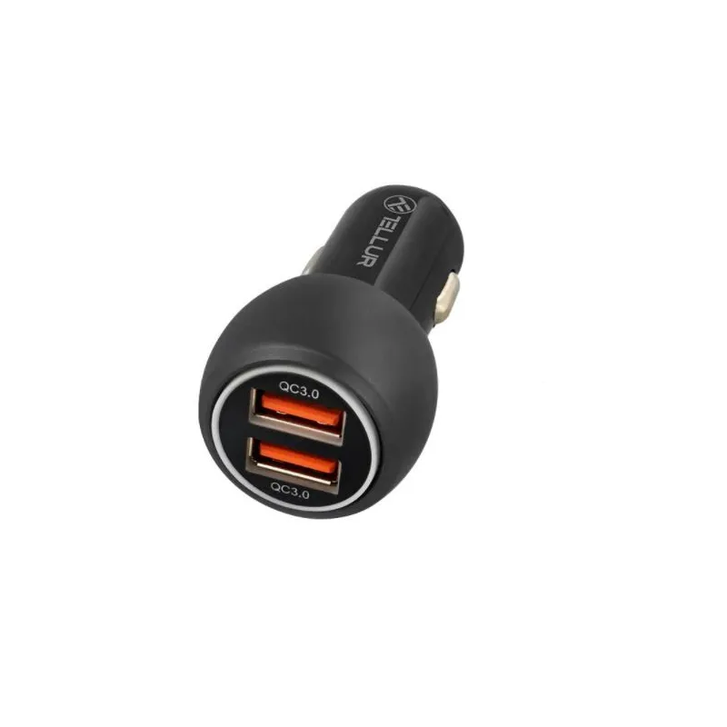 Tellur Dual USB Car Charger With QC 3.0, 6A black