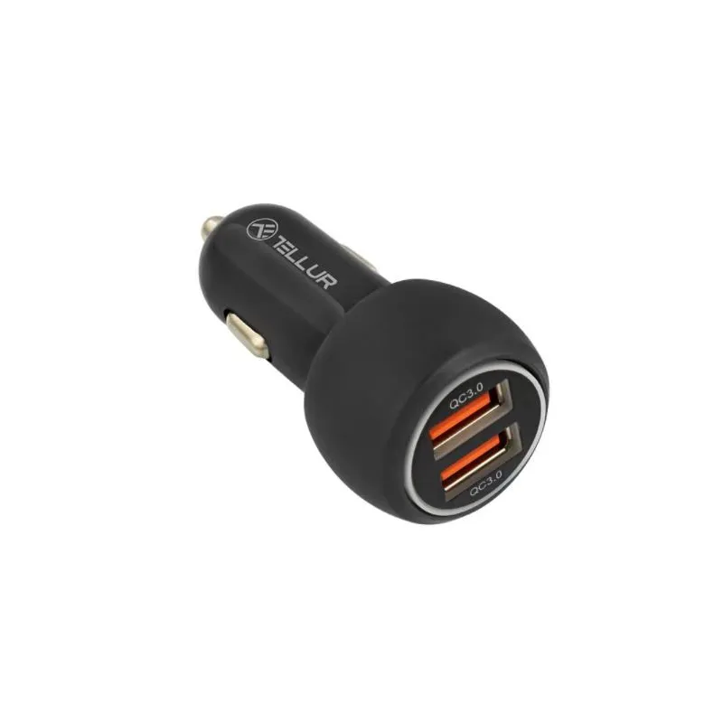 Tellur Dual USB Car Charger With QC 3.0, 6A black
