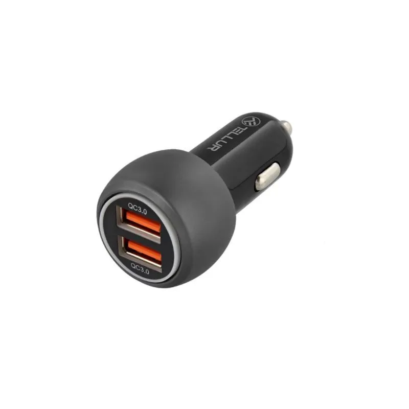 Tellur Dual USB Car Charger With QC 3.0, 6A black