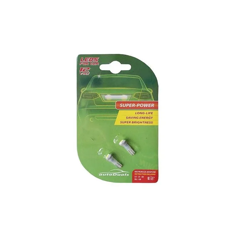 AutoDuals LED T5 1SMD spuldze balta 2gab