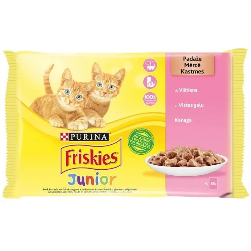 FRISKIES Junior komplekts mērcē ar vistu 4X85G