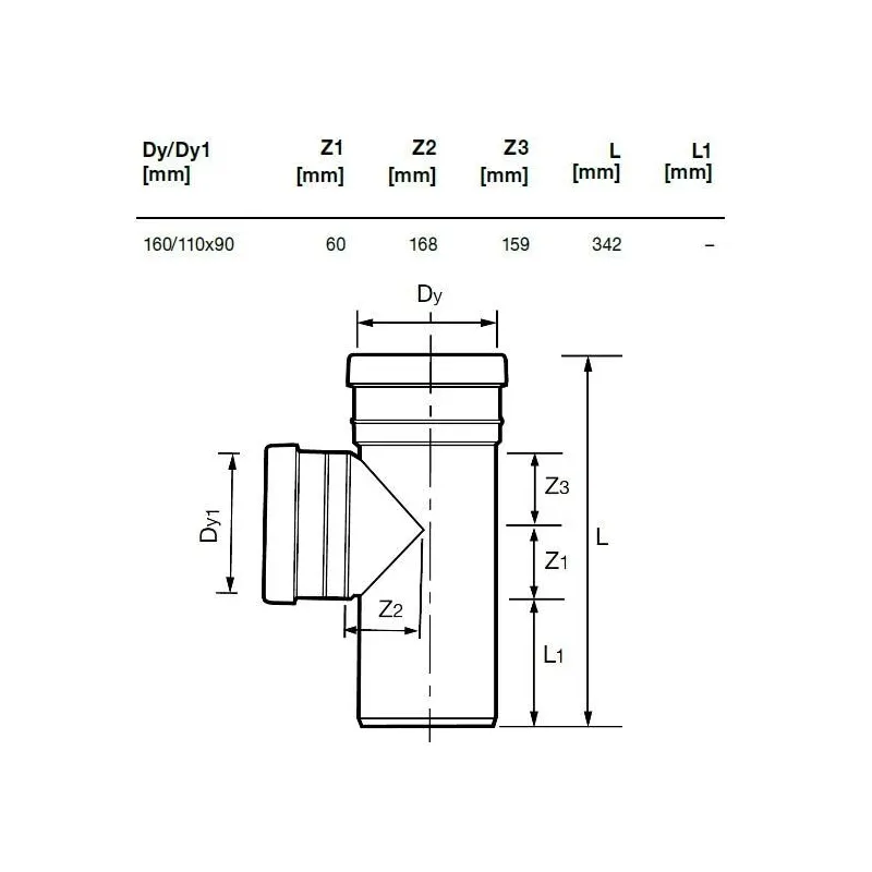 Trejgabals diametrs – 110-160 mm 90° ,Wavin,