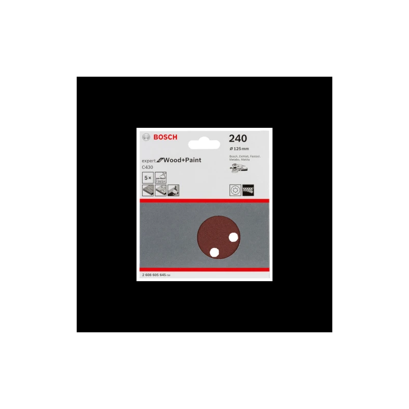 Slīppapīrs,kokam,PEX D 125mm,K240,5 gab.