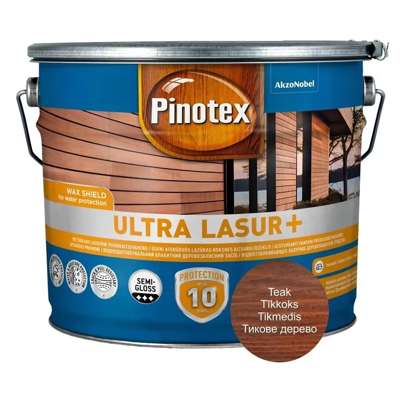 Koksnes impregnants Pinotex Ultra Lasur+ tīkkoka krāsā 10 l