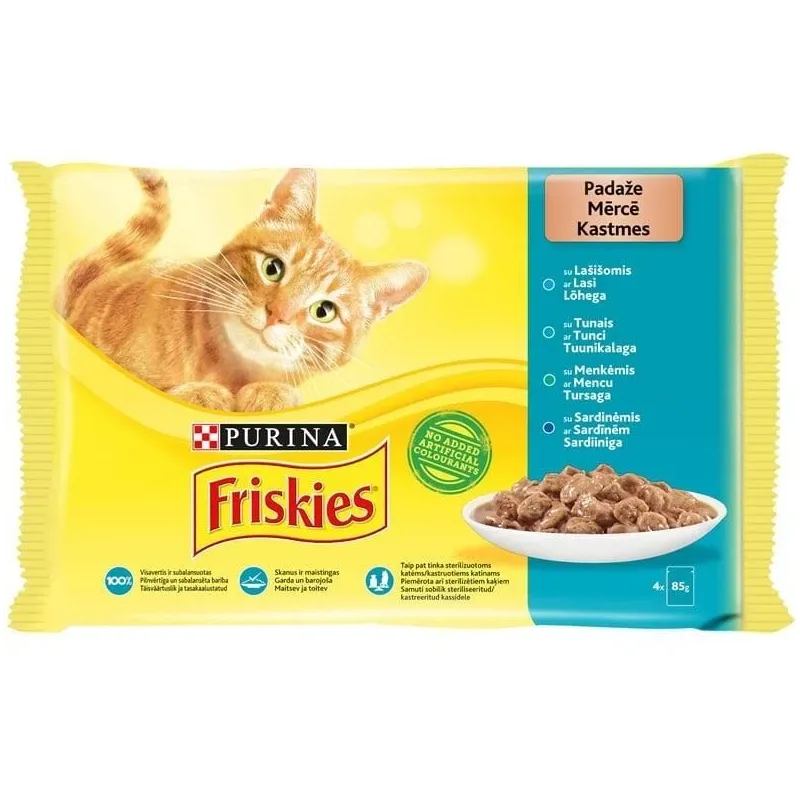Konservi kaķiem FRISKIES ar zivīm komplekts. 4 x 85g