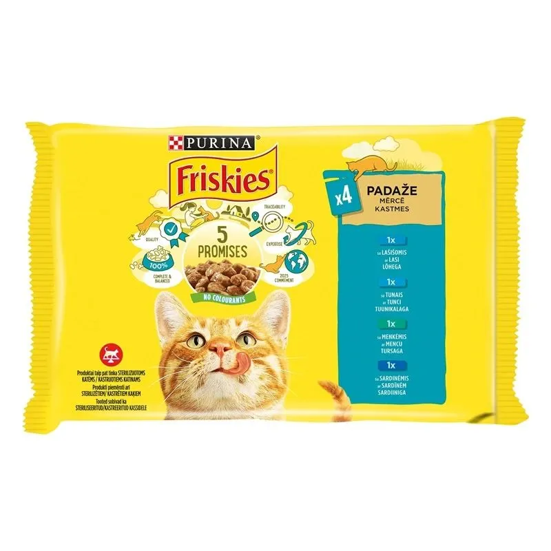 Konservi kaķiem FRISKIES ar zivīm komplekts. 4 x 85g