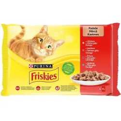Konservi kaķiem FRISKIES ar gaļu komplekts 85 g x 4 gab.