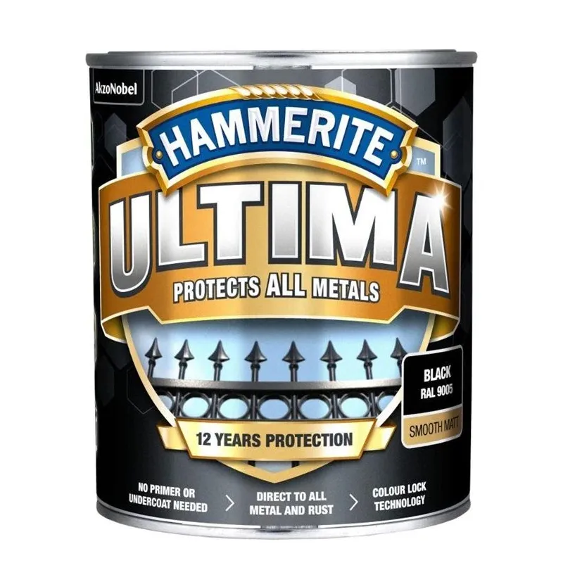 Metāla krāsa Hammerite Ultima Matt 2.2 l melna