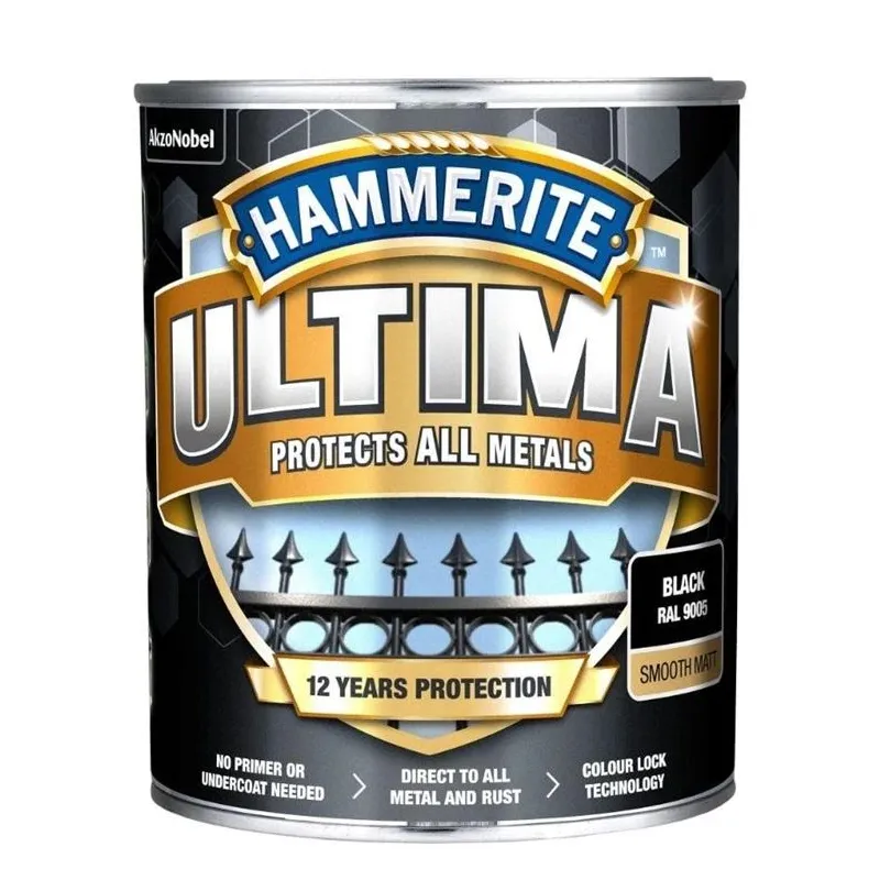 Metāla krāsa Hammerite Ultima Matt 2.2 l melna