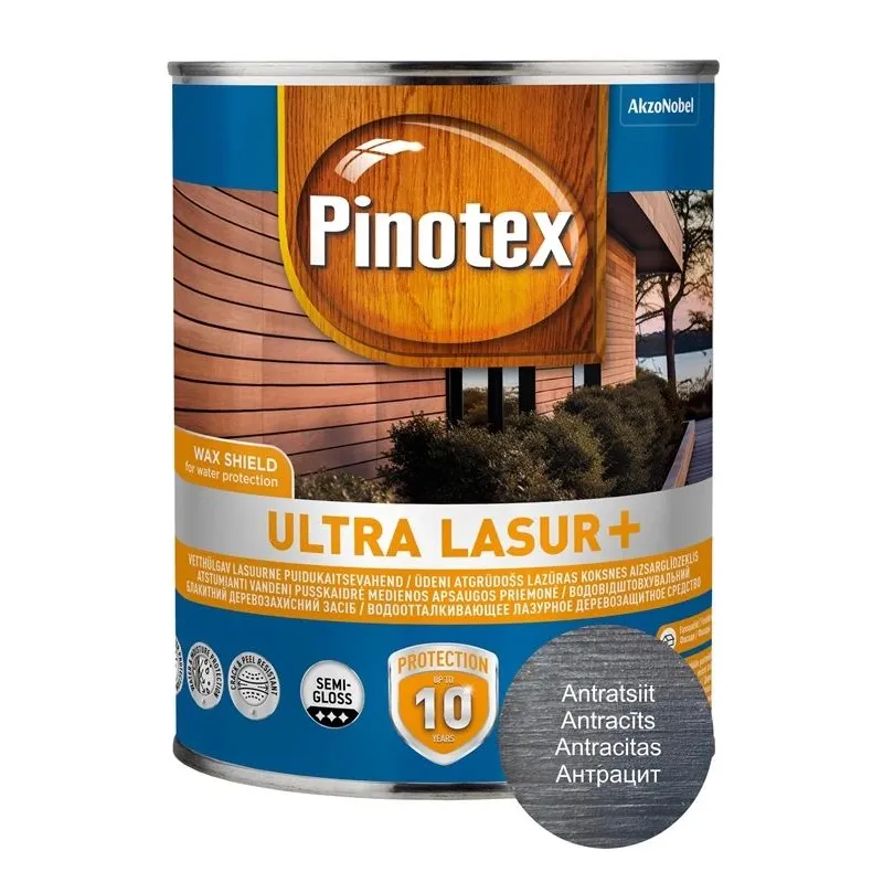 Koksnes impregnētājs Pinotex Ultra Lasur+. antracīta.. 1 l