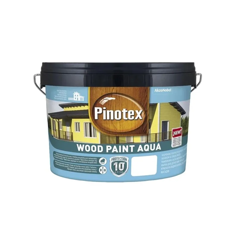 Emulsijas krāsas Pinotex Wood Paint Aqua, dzeltena okra, 9 l