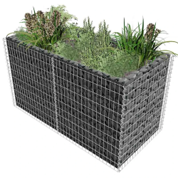 vidaXL gabions, augstā puķu kaste, tērauds, 180x90x100, sudraba krāsa