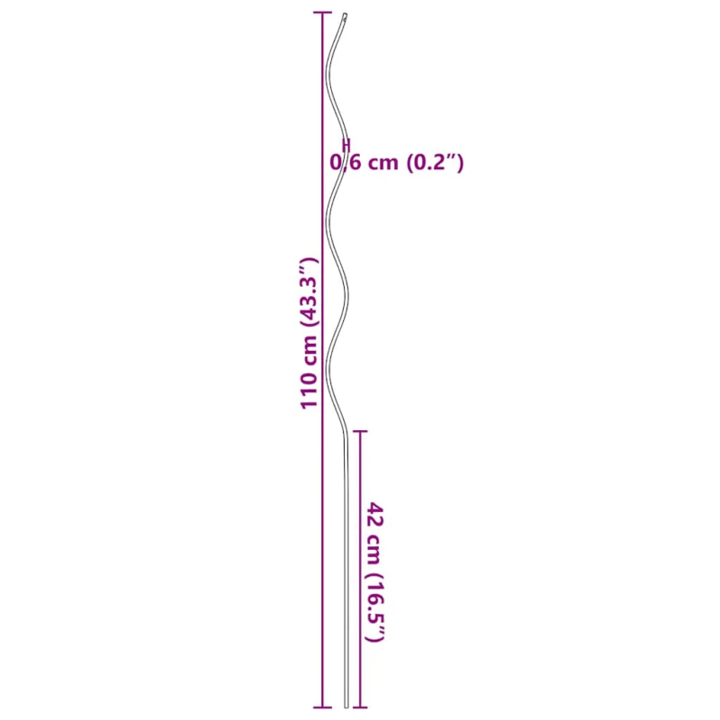 vidaXL mietiņi augiem, 50 gab., spirālveida, 110 cm, cinkots tērauds