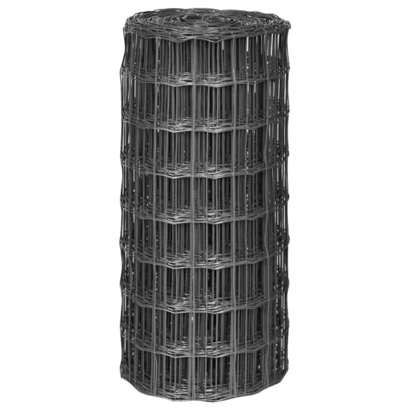 vidaXL Euro stiepļu žogs, tērauds, 10x0,8 m, pelēks