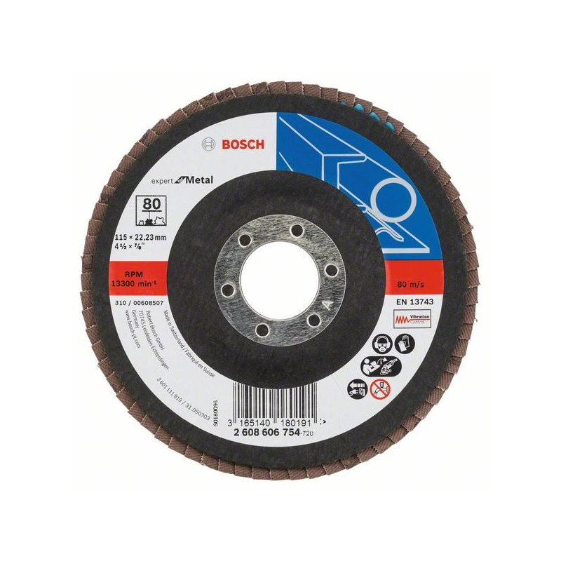 Slīppap.slīpšķ.metal D 115 mm, K 80, 1 gab.