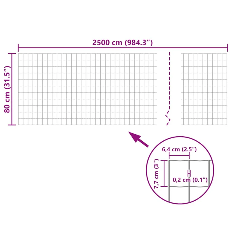 vidaXL Euro stiepļu žogs, tērauds, 25x0,8 m, pelēks