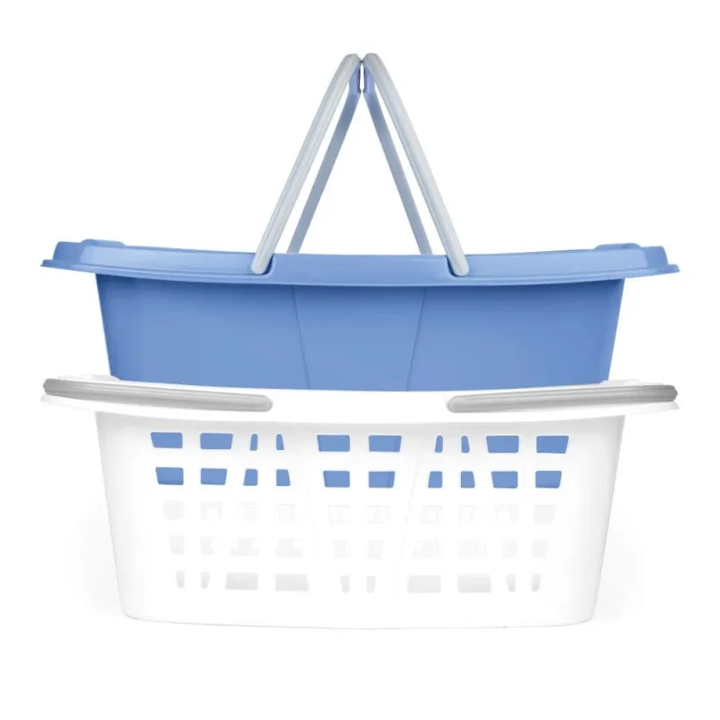 Beldray LA030450CRNFPEU7 Set Of Two Laundry Baskets, White-Blue