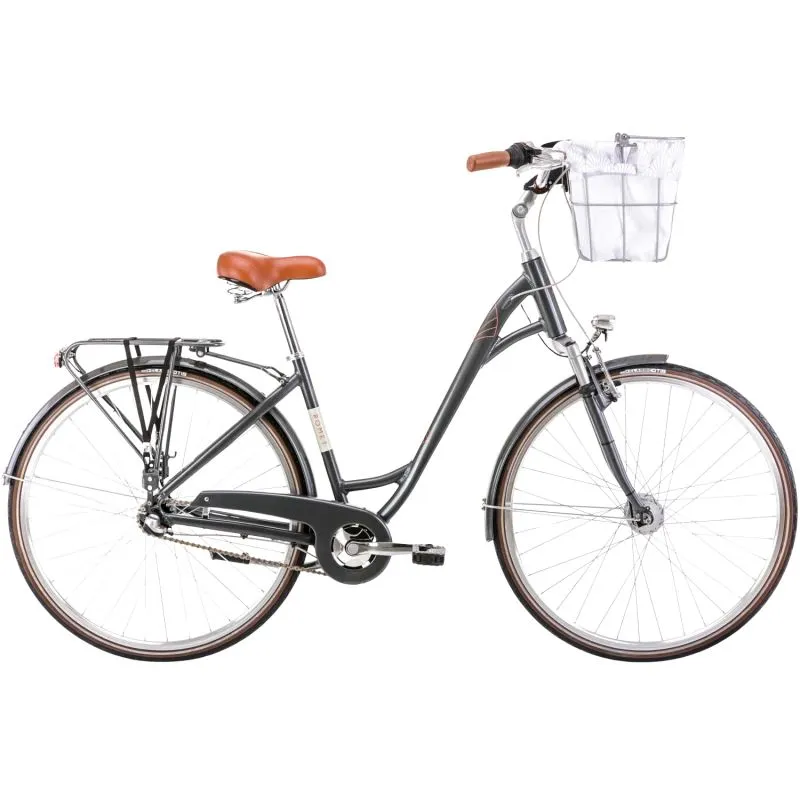 Velosipēds ROMET Art Deco Classic, ar priekšējo grozu, pelēks ,L,