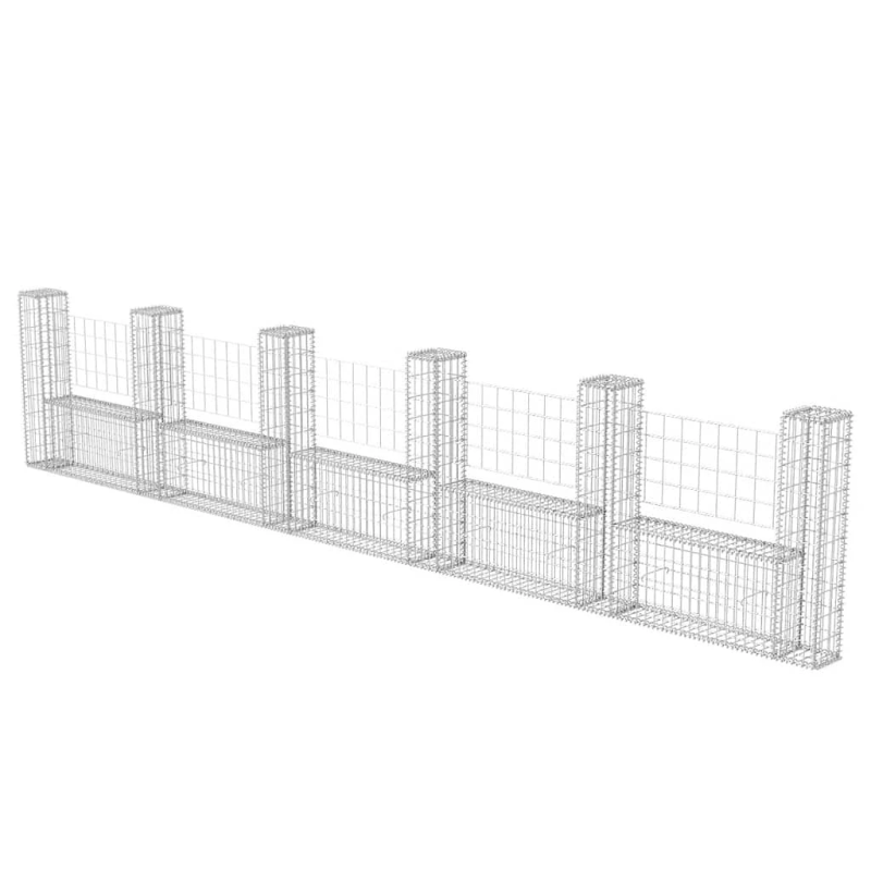vidaXL gabions, U-forma, cinkots tērauds, 570x20x100 cm