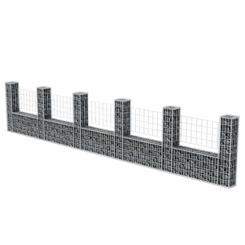 vidaXL gabions, U-forma, cinkots tērauds, 570x20x100 cm
