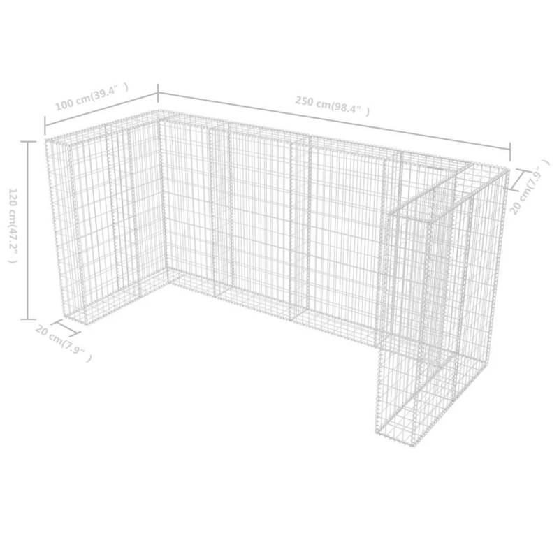 vidaXL gabions atkritumu konteineriem, tērauds, 250x100x120 cm