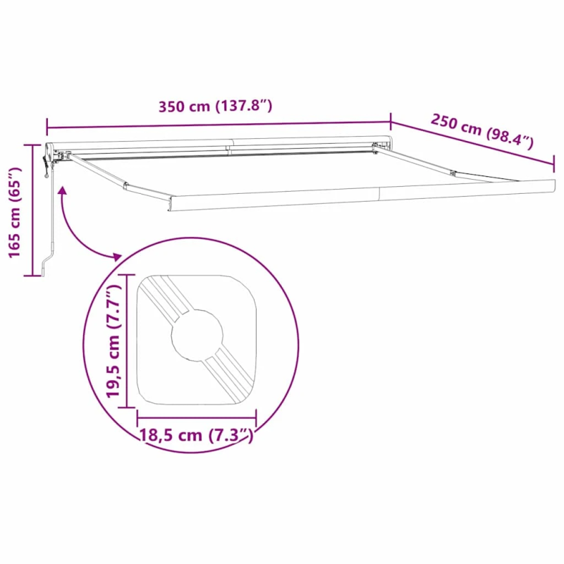vidaXL Pārklājuma struktūra Balts 350 x 250 cm Alumīnijs