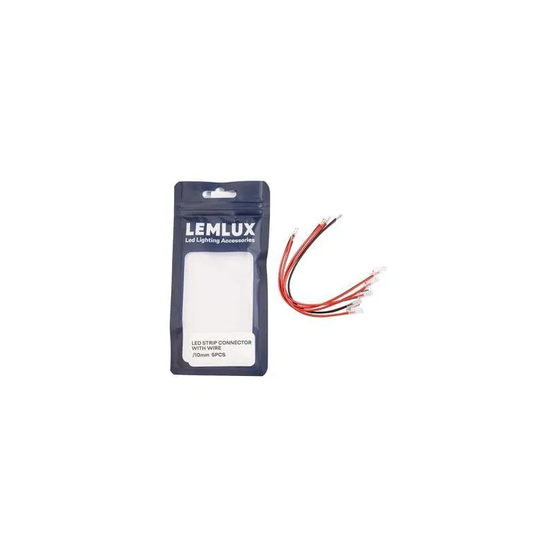 LEMLUX LED sloksnes savienotājs ar 15cm vadu 10mm 5 gab.