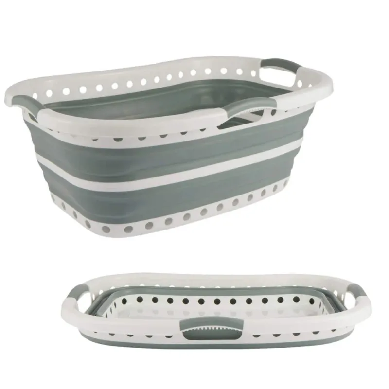 Beldray LA072979GRNFEU7 37 L Collapsible Hip Hugger Laundry Basket