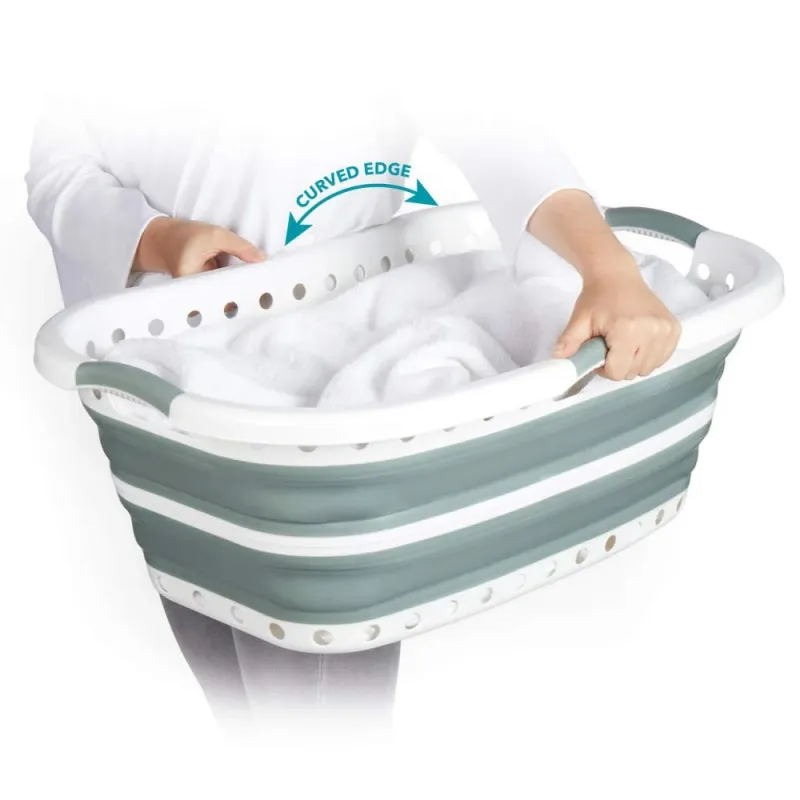Beldray LA072979GRNFEU7 37 L Collapsible Hip Hugger Laundry Basket