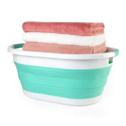 Beldray LA034816MNTFPEU7 Collapsible Laundry Basket 28L White-Mint