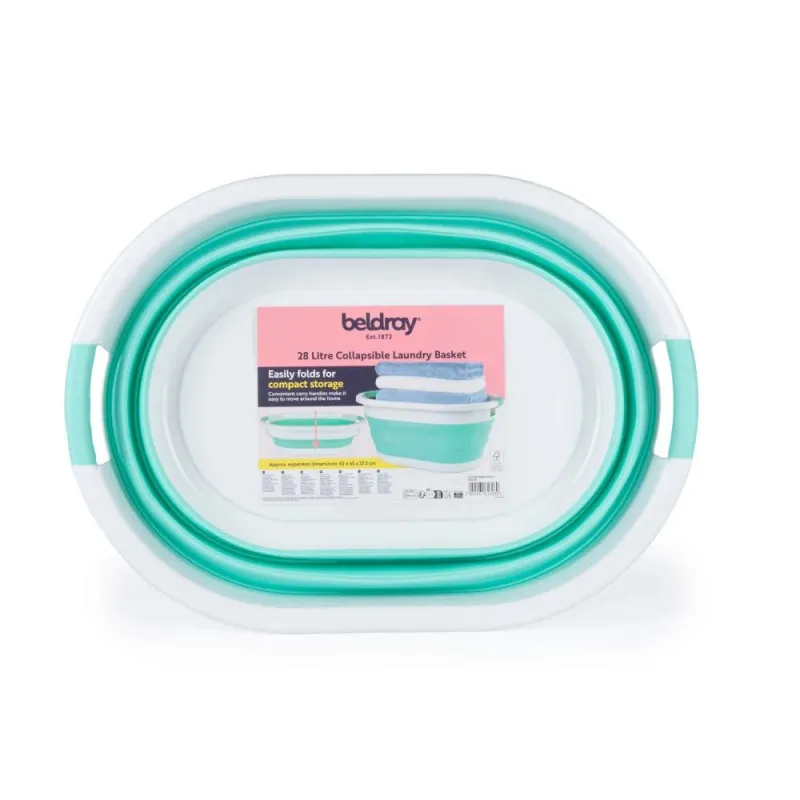 Beldray LA034816MNTFPEU7 Collapsible Laundry Basket 28L White-Mint
