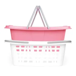 Beldray LA030450PNKFPEU7 Set Of Two Laundry Baskets, White-Pink